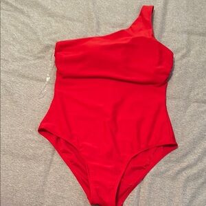 Red One-Shoulder One Piece bathing suit Large Kona Sol NEW
